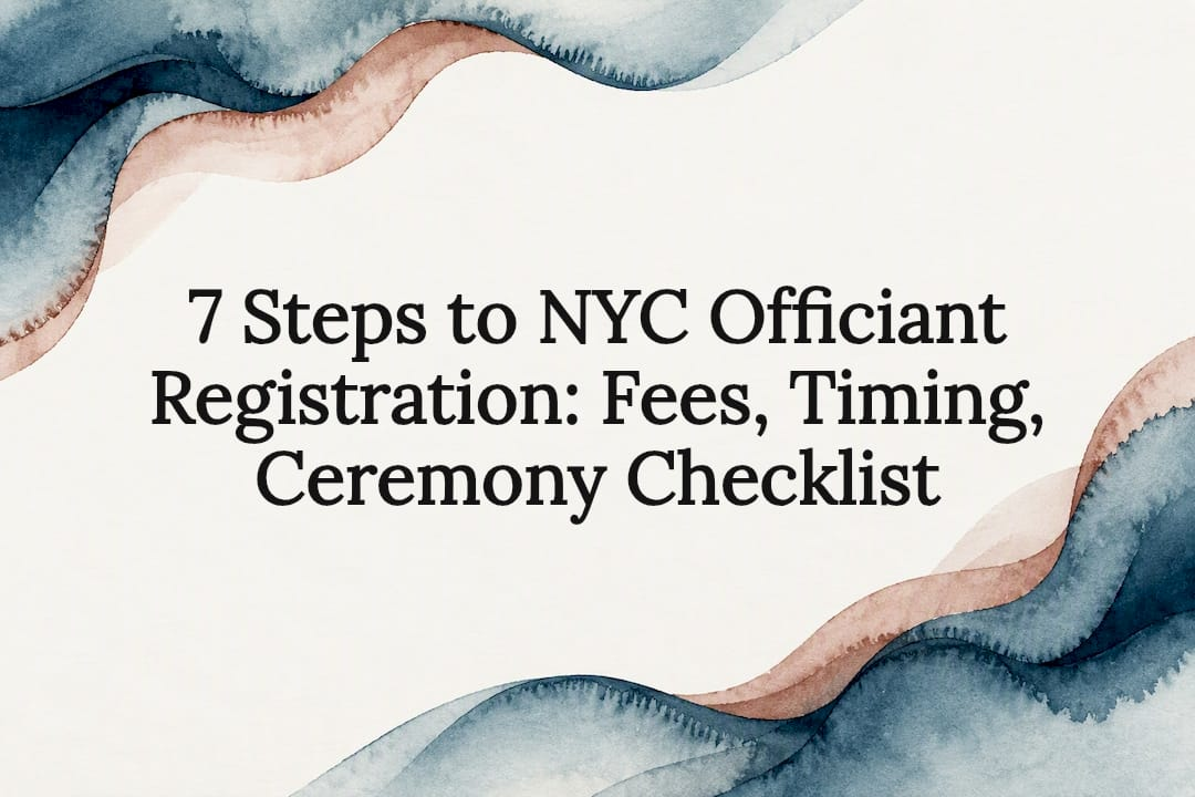 Decorative NYC officiant registration title card